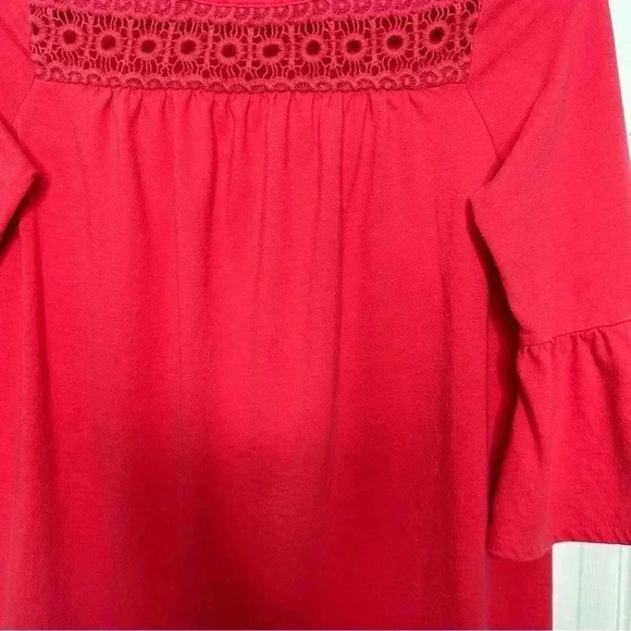 Old Navy Tunic Shirt Flowy Bell  Sleeves Pinkish Red Size Large (10-12) - Picture 3 of 16